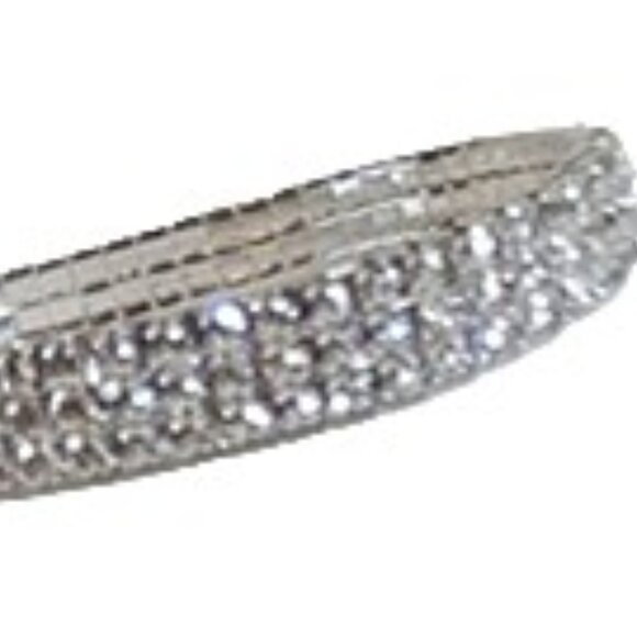 Bright Silver Rhinestone Stretch Bangle Bracelet XL - Picture 3 of 5
